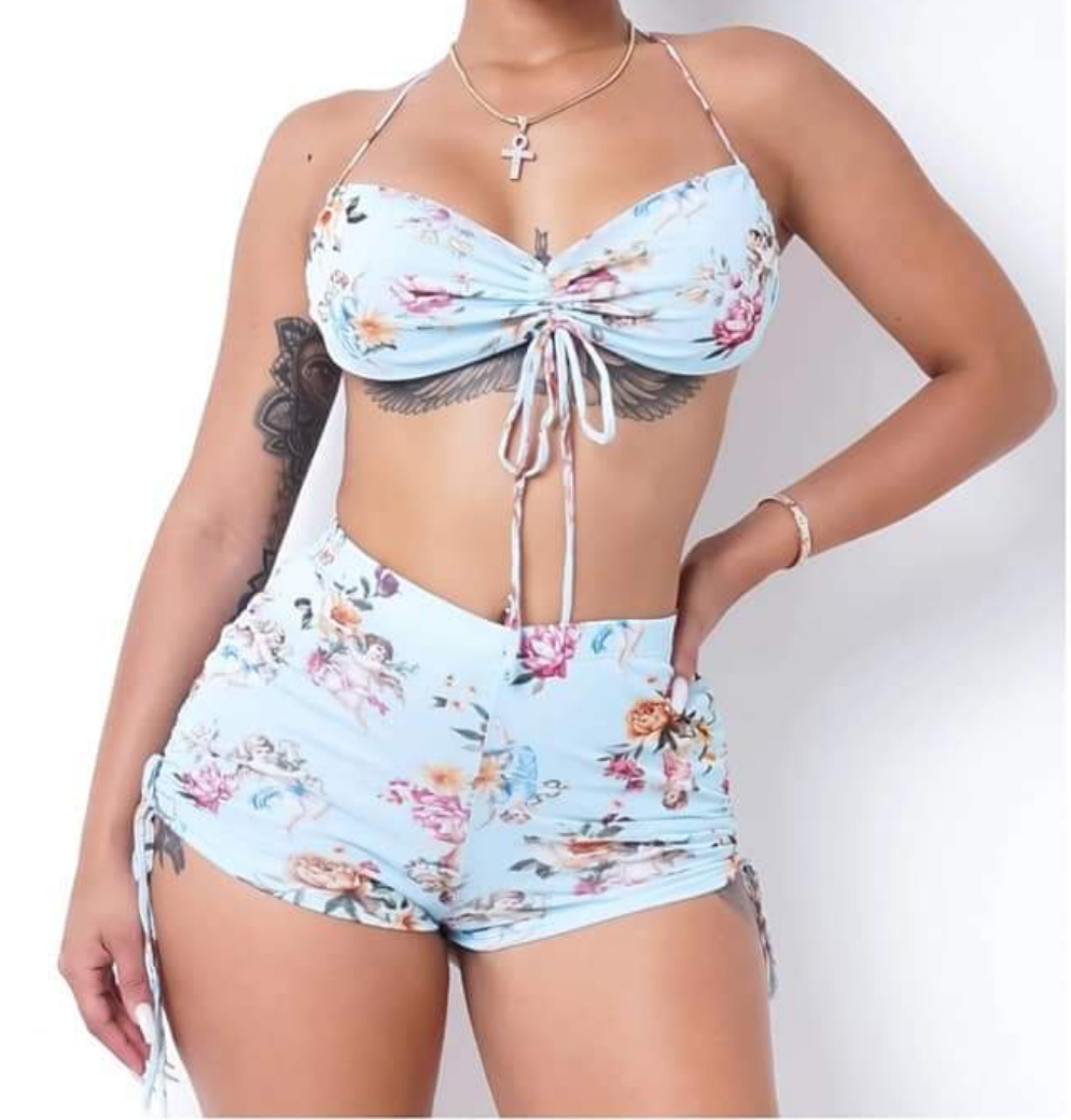 FLORAL 2PIECE BRA & SHORT SET