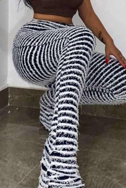 ZEBRA STRIPED HIGH WAIST PANTS