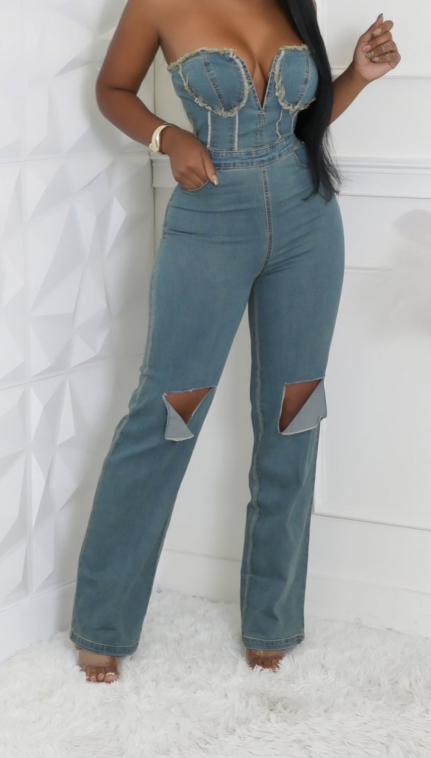 LET'S RIDE DENIM JUMPSUIT