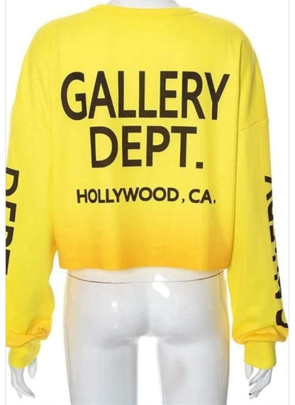 GALLERY LONG SLEEVE YELLOW CROP TOP