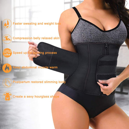 BLACK WAIST TRAINER SWEAT BELT