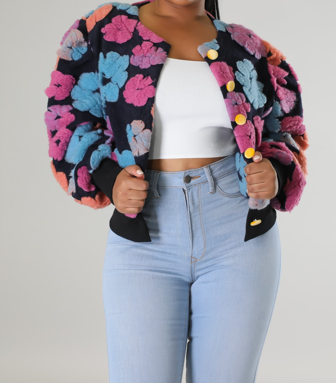 COLORFUL FLOWERED CARDIGAN