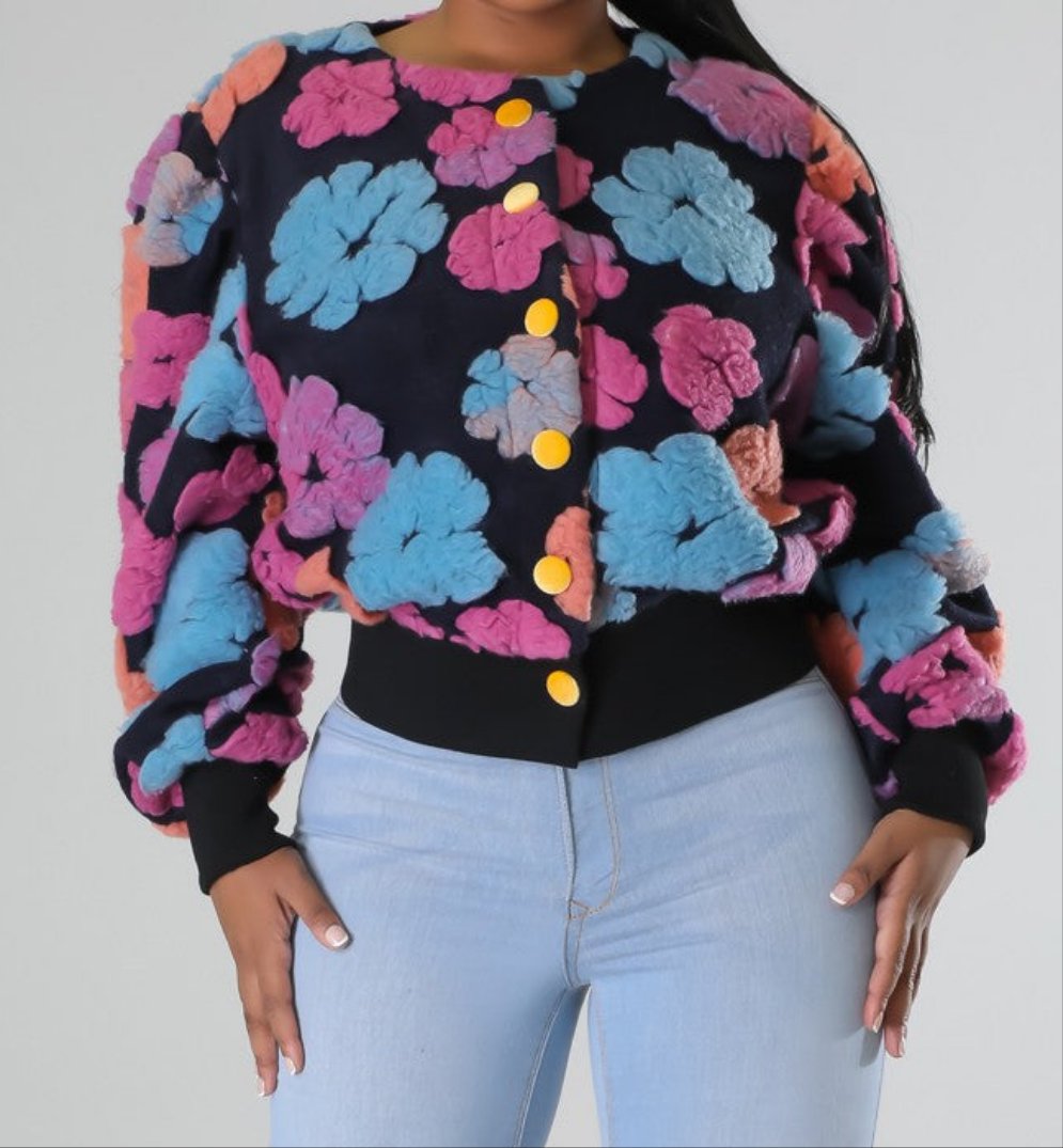 COLORFUL FLOWERED CARDIGAN