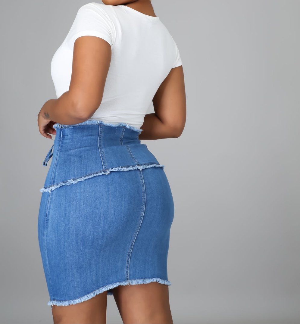 DENIM HIGH WAIST SKIRT