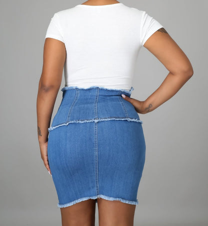 DENIM HIGH WAIST SKIRT