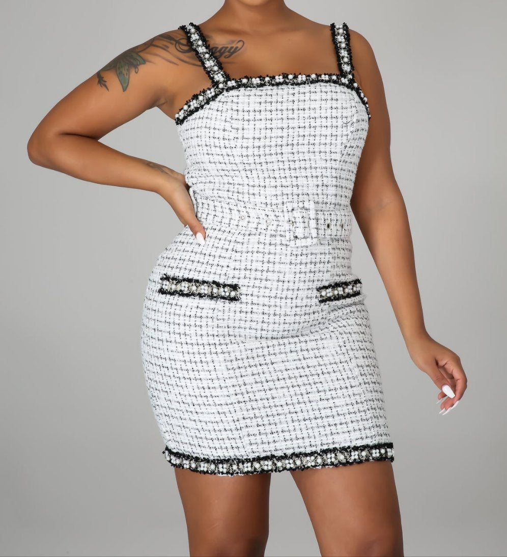 PEARL KNITTED MINI DRESS